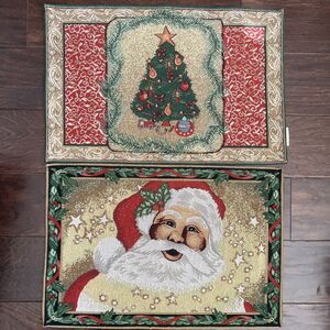 christmas tapestry placemats (2) Christmas Tree & Santa Claus Sander Table Home